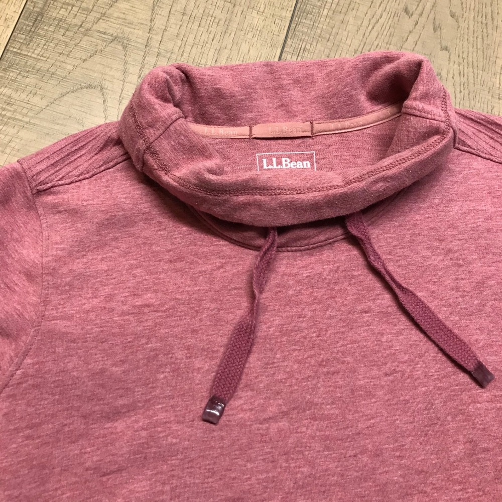 L.L. Bean Sweatshirt Womens Size PS Petite Small Pink Pullover Funnel Neck Cozy - Picture 4 of 10